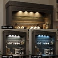 thumbnail image 6 of Coffee Bar Cabinet with LED Lights 72 in Tall Buffet Cabinet with Storage Farmhouse Kitchen Sideboard Tall with Microwave Stand/Wine Rack/Glass Shelf Dining Room (Oak), Black and Brown, 6 of 6