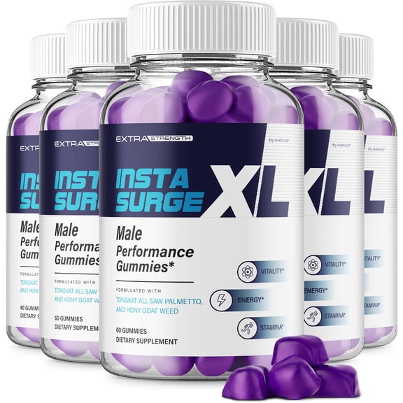 Insta Surge XL Gummies for Men – InstaSurge XL Gummy Natural Blend Vitamins for Overall Health, 5 Pack, 300 Gummies