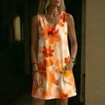 thumbnail image 5 of QUNYINEY Beach Sun Dresses for Women Mini Floral Sleeveless A Line Tank Dress Casual with Pockets V Neck Loose Fit Dresses, 5 of 7