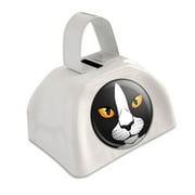 Black White Cat Face Pet Kitty White Cowbell Cow Bell