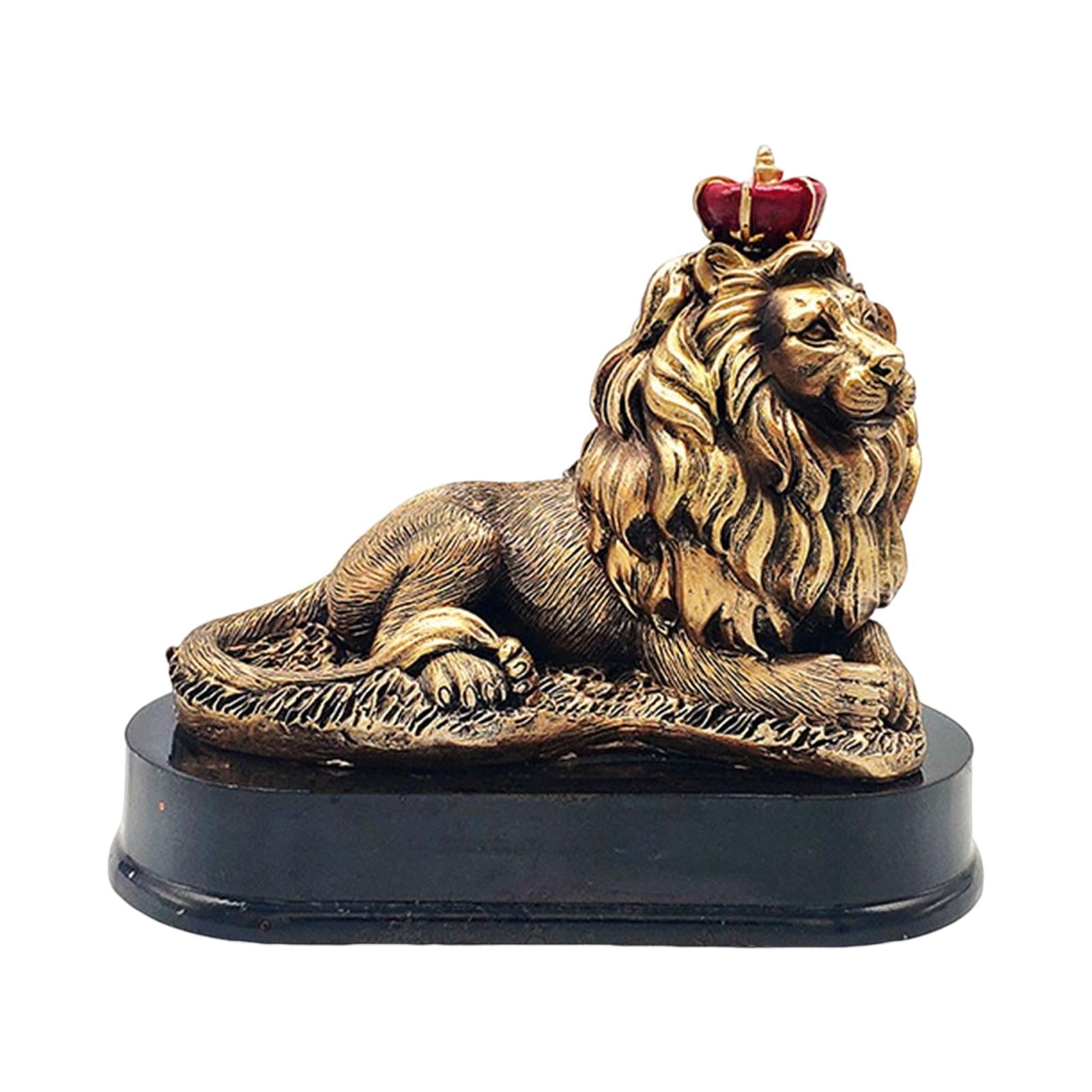 Resin Lion Statue, Desktop Collectible Fireplace Vivid Artwork Ornament