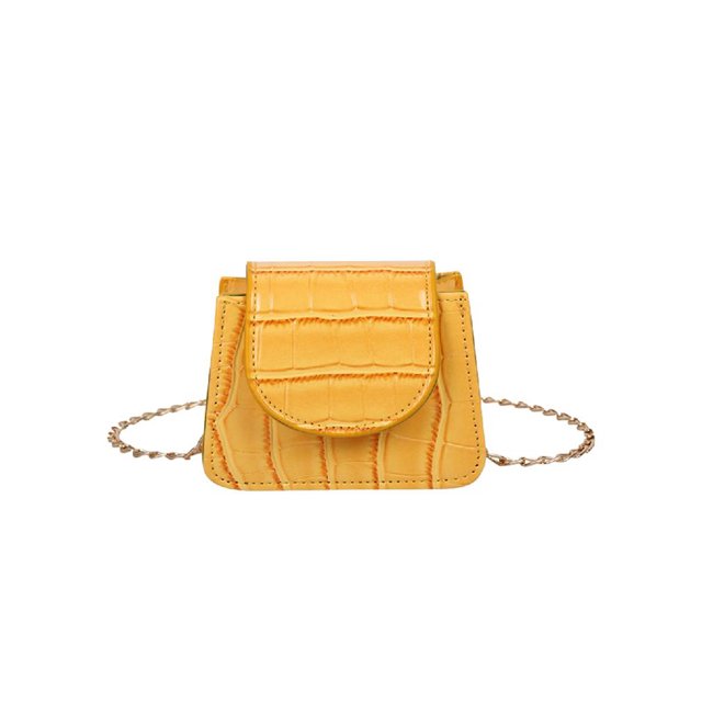 Bolsa Mini de hombro de cuero de color puro, de mensajero con cadena para mujer (amarillo) Ehuebsd Para Estrenar