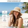 thumbnail image 4 of Straw Sun Hat for Women, Breathable Beach Hat with Colorful Accents, Foldable Wide Brim Hat for Summer Vacation, 4 of 9
