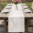 thumbnail image 4 of Beige Crane Silhouette Table Runner 70 Inches, Modern Abstract Flowers Botanical Bed Runner Dresser Scarves Tabletop for Indoor Outdoor Parties/Ceremony/Banquet, 13" x 70", 4 of 9