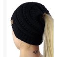 thumbnail image 1 of Bonnet Tricoté Extensible pour Fille, Queue de Cheval, Bonnet Chaud pour l'Hiver, 1 of 12