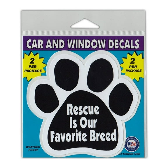 Window Decals, 2-Pack, Rescue is Our Favorite Breed (Rescue Dogs/Cats), 4.25" x 4" Vinyl Stickers