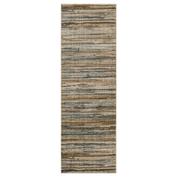 Superior Montauk Striped Pastel Indoor Runner Rug, 2' 7" x 8', Gold