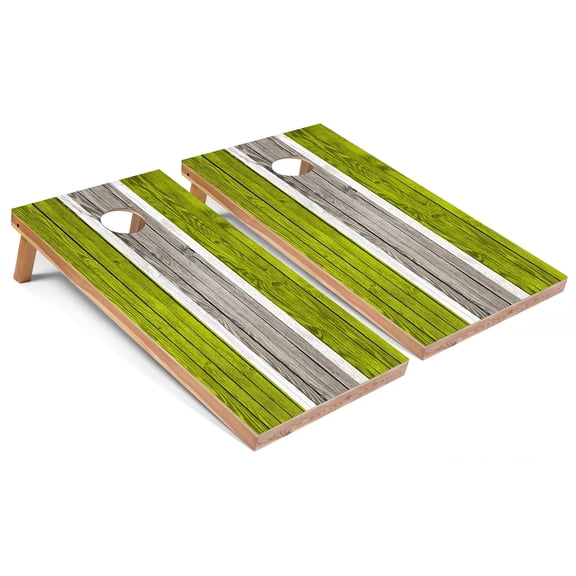 Skip's Garage | Lime Striped Cornhole Boards | Includes (2) Boards, (8) Bags & Optional Accessories