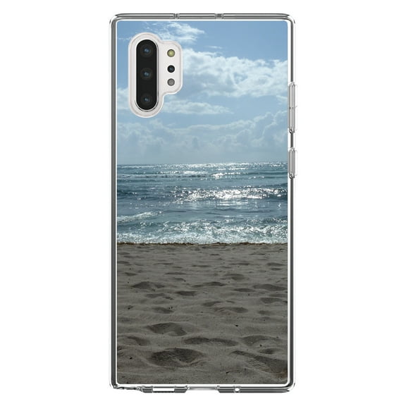 DistinctInk Clear Shockproof Hybrid Case for Galaxy Note 10 PLUS (6.8" Screen) - TPU Bumper, Acrylic Back, Tempered Glass Screen Protector - Ocean Horizon Akumal Mexico