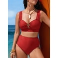 thumbnail image 5 of SHEWIN Women's 2 Pieces Bikini Swimsuit, High Waist Cut-Out Spaghetti Straps, Set (Women's), 5 of 10