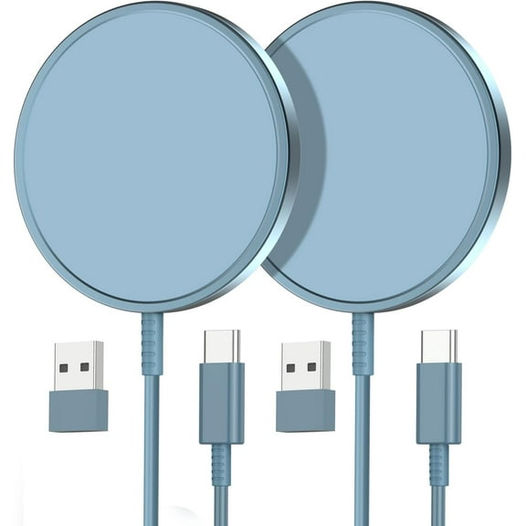 2 Pack Wireless Charger for 15/15 Pro/15 Plus/15 Pro Max 15W Fast Charger for 15/14/13/12 Series and AirPods 3/2/Pro 2/Pro