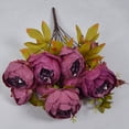 thumbnail image 4 of Ramo de flores de peonía artificial Oficina en casa Decoración floral falsa Boda Ramo de flores de seda, Morado seitruly HA7181-02B, 4 of 6