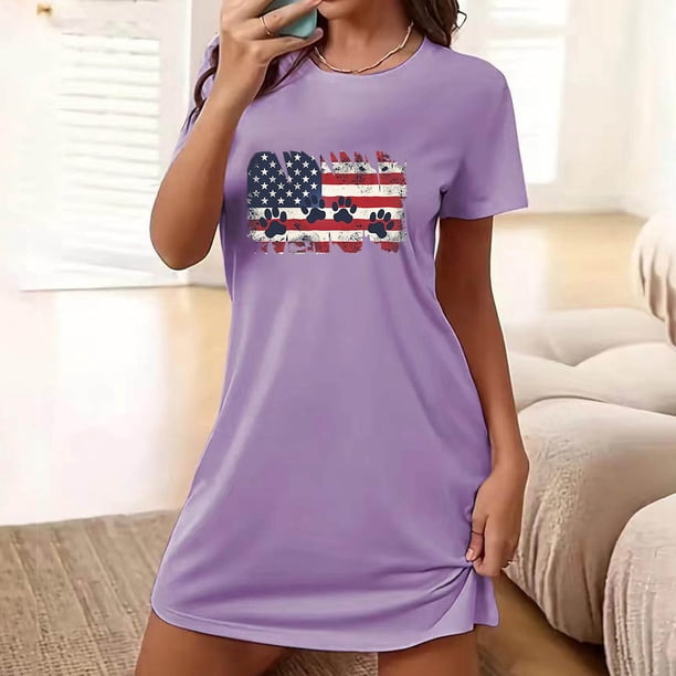 Camisón corto de talla grande para mujer, camisón de manga corta con estampado de pecho a la moda, camisón para mujer