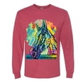 thumbnail image 2 of Colorful Horse Head Animal Lover Mens Long Sleeve Shirt, Vintage Heather Red, Medium, 2 of 3