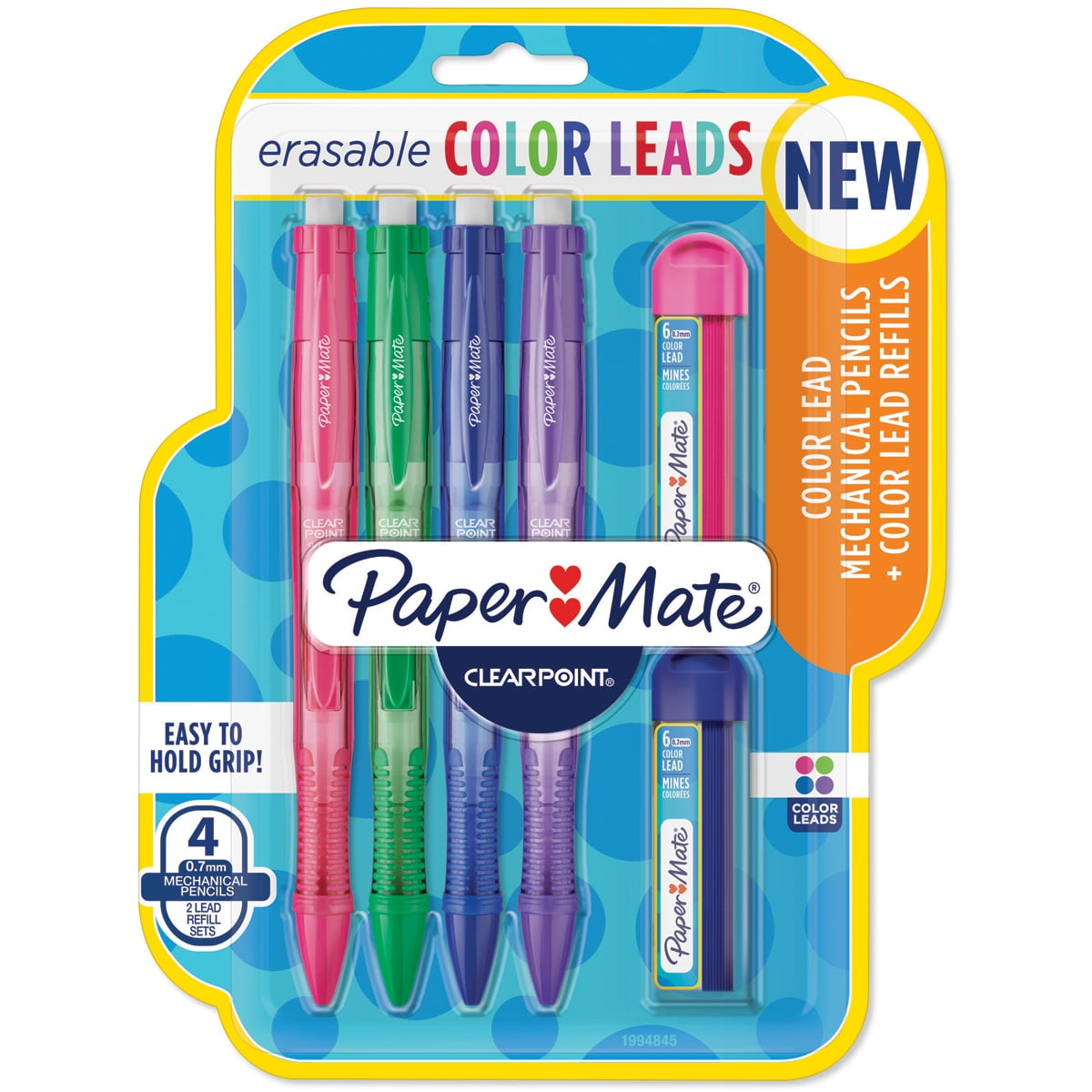 Paper Mate Clearpoint Erasable Mechanical Color Pencils .7mm4 Pencils