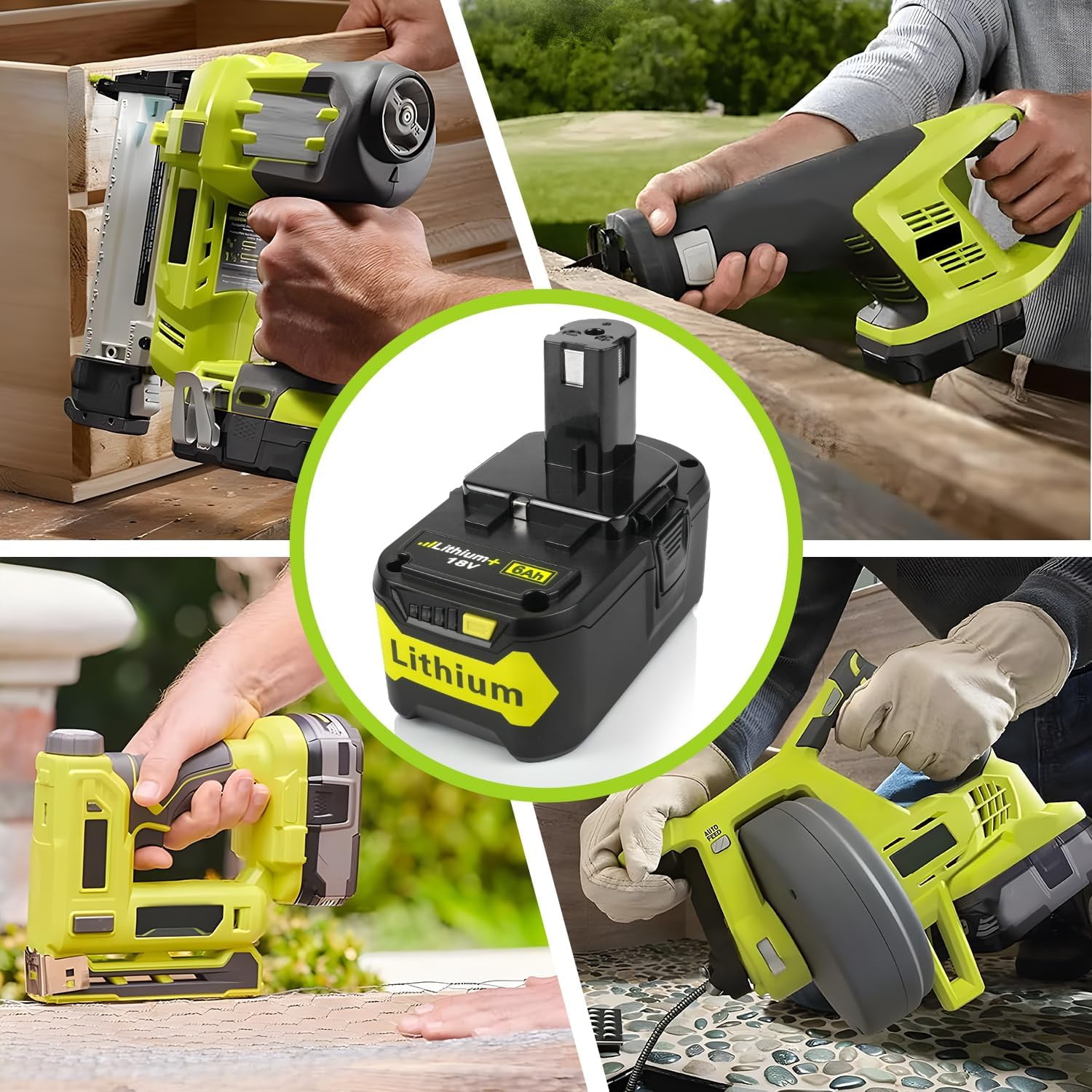 2Pack Replacement for Ryobi 18V Batteries 6.0Ah and 2-Port P117 Fast Charger for Ryobi ONE+ P108 P107 P105 P103 P102