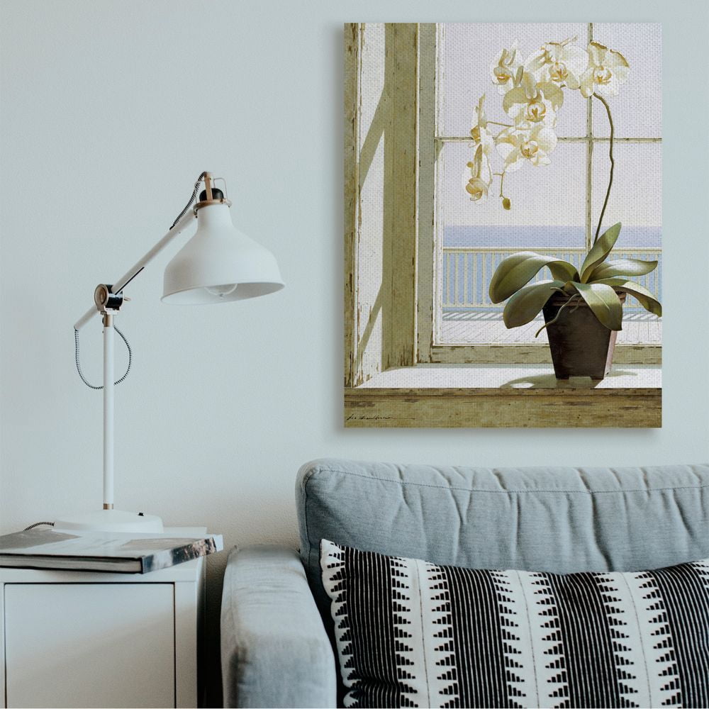 Stupell Industries White Orchid in Window Realistic Coastal Painting Canvas Wall Art Design by Zhen-Huan Lu, 36" x 48"