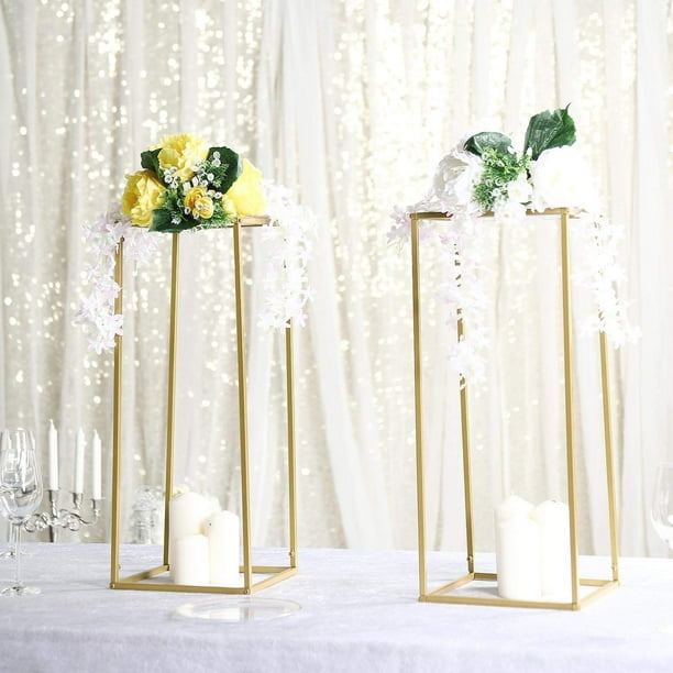 Efavormart 2 Pack 24" Matte Gold Wedding Flower Stand Metal Vase Column