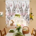 thumbnail image 2 of Easter Rabbits Swag Valance Curtains Pink Flower Bow Rod Pocket Swag Curtains Small Window Treatments for Kitchen Bathroom Bedroom 28" W x 36" L, 2 Panels, 2 of 9