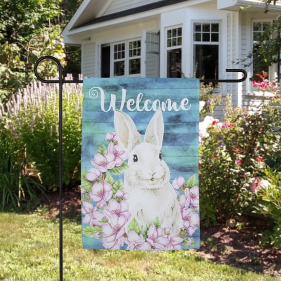 Northlight Welcome Easter Bunny Floral Outdoor Garden Flag - 18" x 12.5"