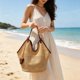 thumbnail image 5 of Bolso tote de mujer con nudo,bolso de playa tejido en forma de abanico natural,bolso de hombro de cuero para verano,bolso de compras informal para viajes,desplazamientos y vacaciones., 5 of 6