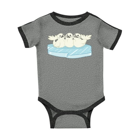 3 Cute White Harp Seals on Ice Infant Creeper