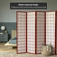 thumbnail image 2 of Red Lantern 6 ft. Tall Window Pane Shoji Screen - Rosewood - 5 Panels, 2 of 7