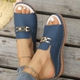 thumbnail image 5 of Xdegoge Mules for Women Wedge Slide Sandals Peep Toe Classic Horsebit Hardware Backless Slip On Dressy Casual Office Summer Comfort Daily Walking Shoes, 5 of 5
