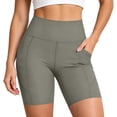 thumbnail image 4 of Tqcoqu Women's High Waist Tummy Control Biker Shorts with Side Pockets,Yoga Workout Casual Shorts,2026 Spring Summer Trendy Clothes,Gray Women's S-XXL, 4 of 7