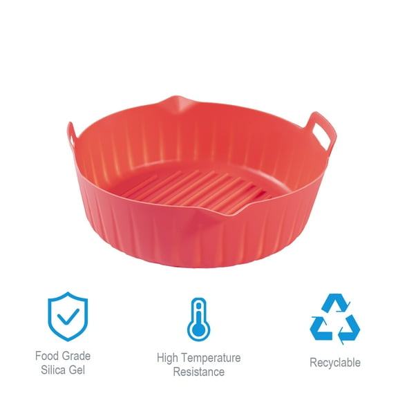 Breadeep Silicone Air Fryer Liners, 8.3inch, Heat Resistant, Reusable, Red