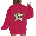 thumbnail image 2 of Htigea Oversized Sweatshirts for Women Trendy Star Print Long Sleeve Pullover Loose Casual Crewneck Tops Wine XXL, 2 of 4