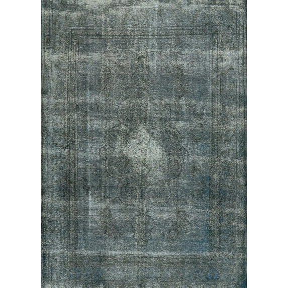 Ahgly Company Indoor Rectangle Mid-Century Modern Light Slate Gray Oriental Area Rugs, 8' x 12'