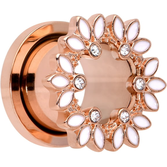 Body Candy 2Pc Plated Steel Rosy White Leaves 7/16" Double Flare Screw Fit Tunnel Plug Ear Plug Gauges Set