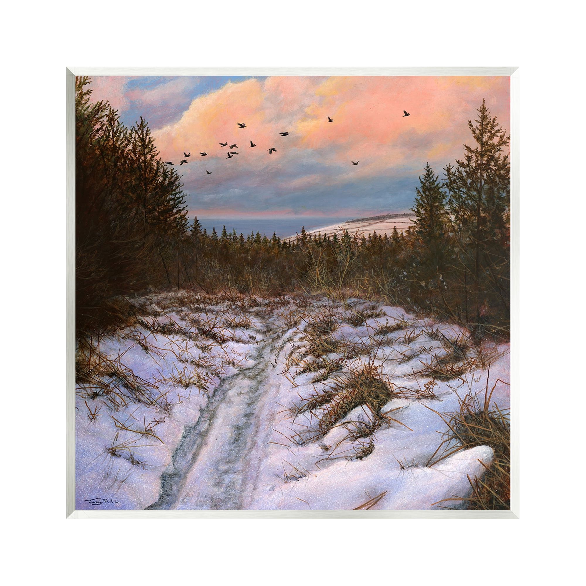 Stupell Ski Lodge Rustic Cabin Sign – 12x12 White Wood Wall Plaque With Snowy Forest Art - View #12