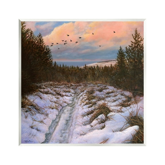 Stupell Industries Snowy Coastal Nature Trail Landscape Painting Unframed Art Print Wall Art