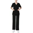 thumbnail image 6 of BiZtdJrK Medical Scrub for Women Soft Stretch Scrubs Set V Neck Short Sleeve Tops and Pants Two Piece Outfits with Pockets Birthday Gift Black L, 6 of 8