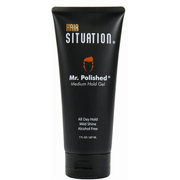 Mr. Polished Hair Styling Gel - Medium Hold, Alcohol-Free, Anti Humidity, Anti Frizz, Infused with Vitamins to Strengthen and Volumize Hair, for All Hair 7 Fl Oz