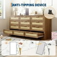thumbnail image 4 of IDEALHOUSE Dressers 12 Drawer Rattan Dresser, 71 Inch Wide Modern Wooden Chest, Space-Saving Bedroom, Living Room or Closet Organizer, Natural Farmhouse Style, 4 of 8