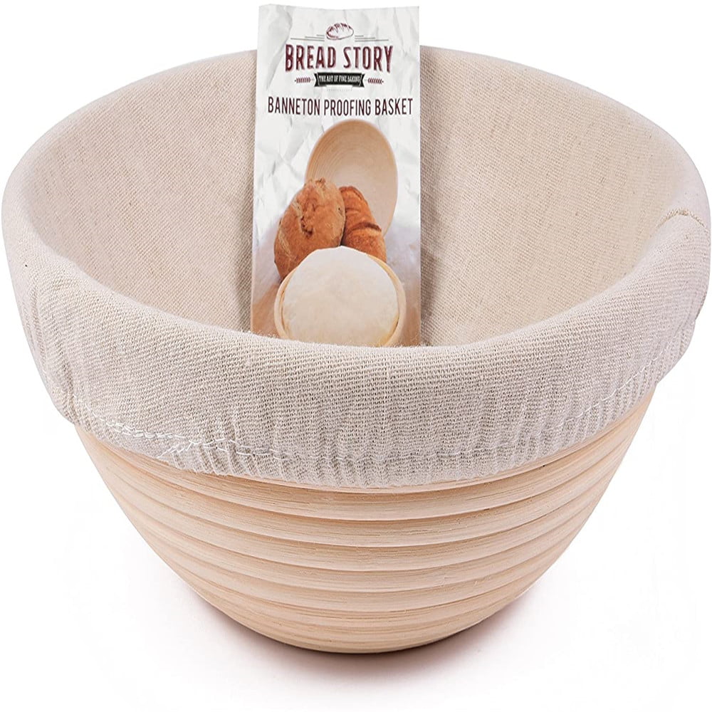 Triangle Proofing Basket Set Banneton Brotform Handmade Unbleached Natural Cane Bread Baking Kit with Cloth Liner 