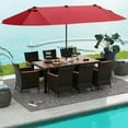 thumbnail image 3 of Costway 11 PCS Patio Dining Set with 15ft Double-Sided Patio Umbrella (Base Included) Wine, 3 of 10