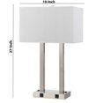 thumbnail image 5 of Benjara BM224709 60W x 2 Desk Lamp with Rectangular Shade & Power Strip, Silver & White, 5 of 5