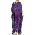 thumbnail image 2 of Sakkas Catia Women's Boho Casual Long Maxi Caftan Dress Kaftan Cover-up LougeWear - 4-PurpleTurq - One Size, 2 of 5