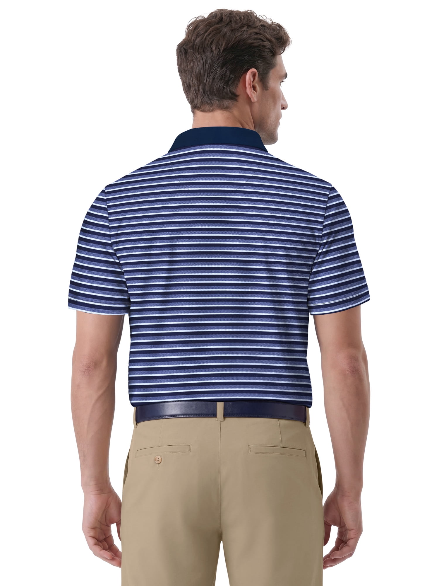 Ben Hogan Performance Men’s & Big Men's Herringbone Stripe Short Sleeve Golf Polo Shirt, Sizes S-4XLT