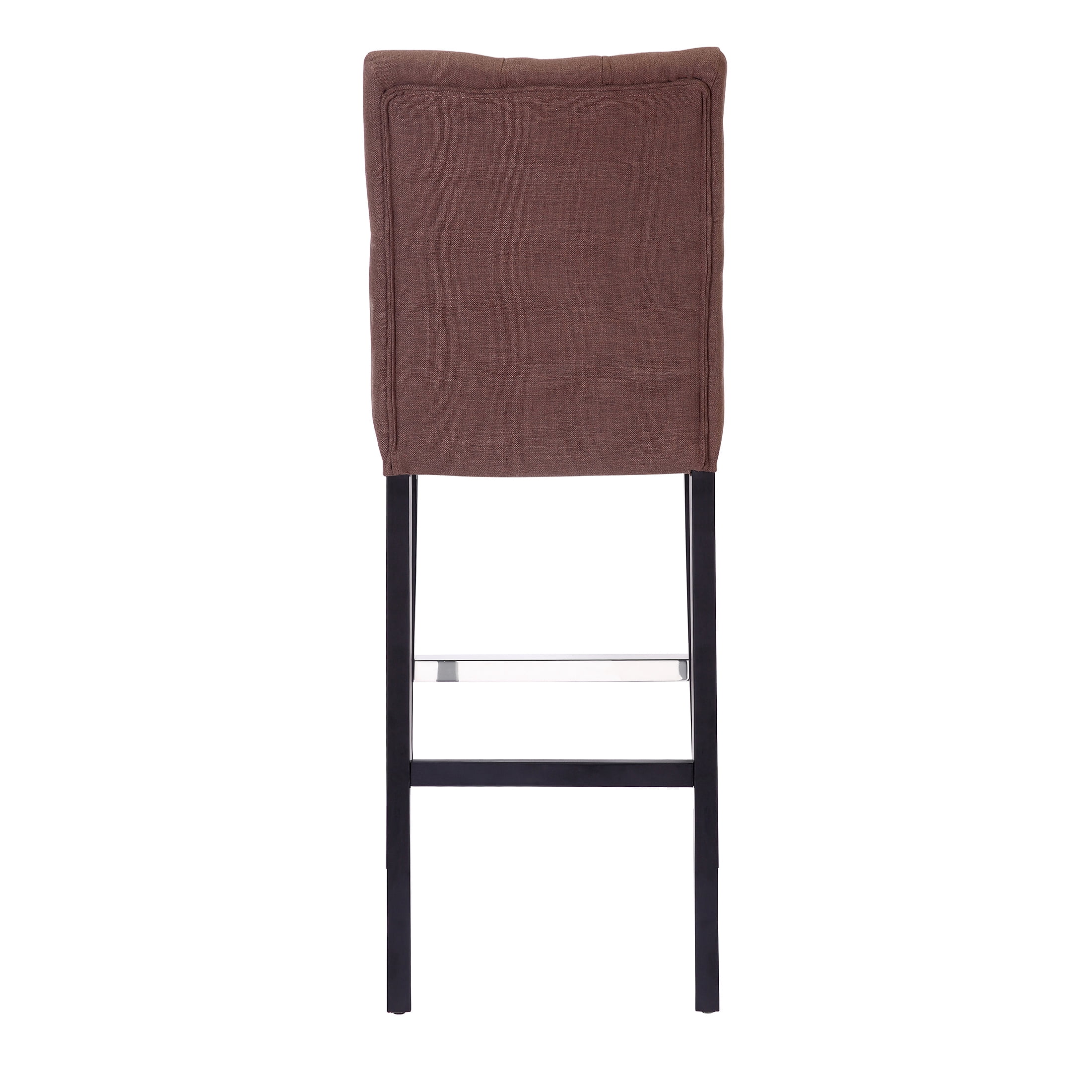 WestinTrends Hayes Black Bar Chairs, Modern Linen Upholstered Button Tufted Kitchen Island Bar Height Stools Solid Wood Legs, Brown