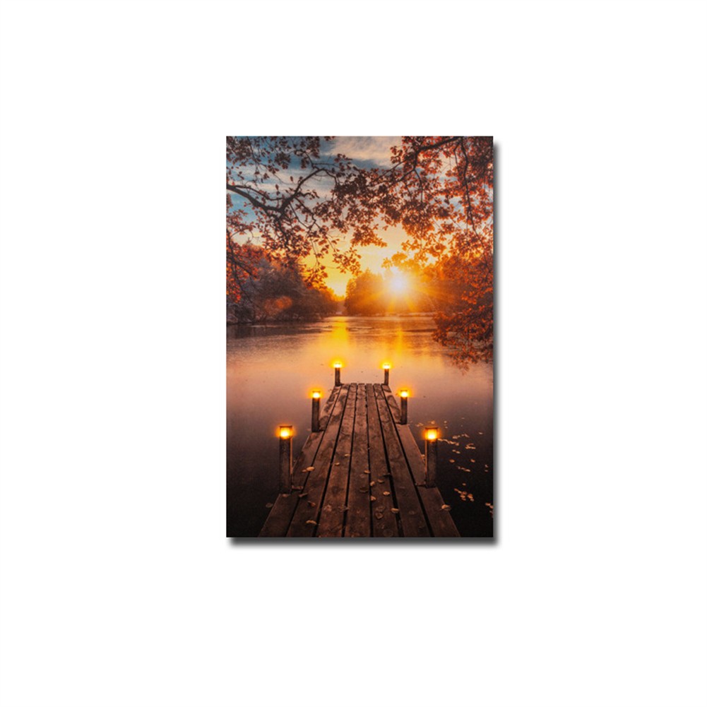 LED Light Up Canvas Pictures Wall Hanging Art Autumn Scene Picture