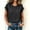 *Black, variant on ClodeEU Women's Round Neck Short Sleeve Linen Blend Top ,Solid Color Casual Loose Fit Spring Summer Blouse Black,Women's Plus L