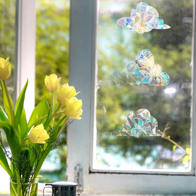 Houderco 6Ud Pegatinas De Vidrio Transparentes Con De Adhesivo Estático Y Arcoíris