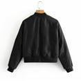 thumbnail image 6 of BiZtdJrK Womens Short Bomber Jacket Zip Up Long Sleeve Fashion Cropped Outerwear Casual Fall Jackets with Flap Pockets Black M, 6 of 7