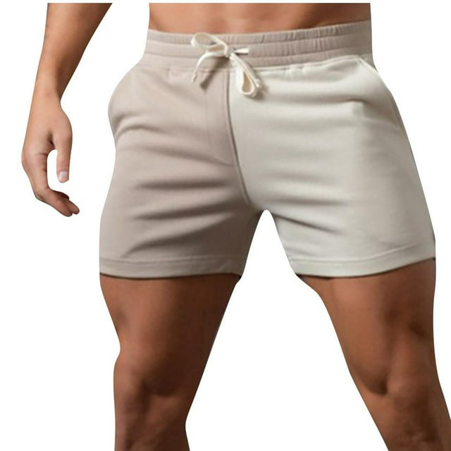Mefallenssiah Men'S Casual Solid Color Casual Drawstring Pockets Elastic Sports Shorts