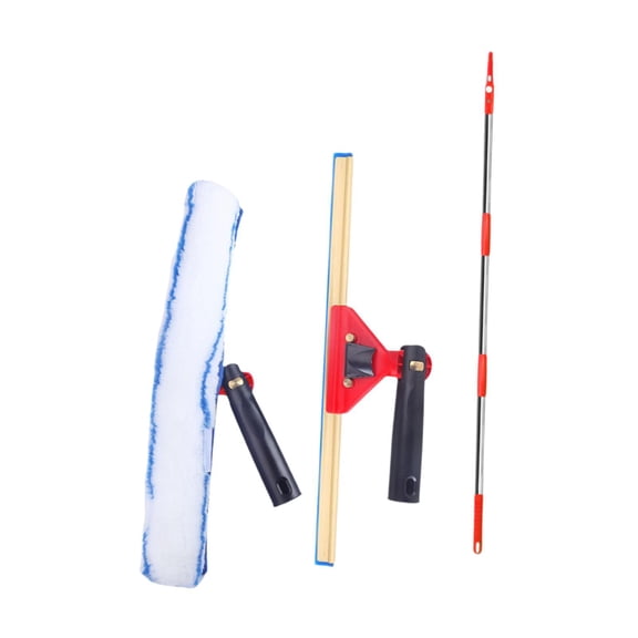 Juego de Herramientas de raspado para limpieza de vidrio, escoba de agua, escobilla de goma extensible giratoria para ventana de coche, jardín, Patio, rojo